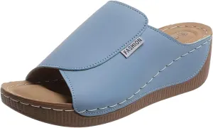 SuanlaTDS Women's Orthopedic Wedge Slide Sandals Platform Arch Support Comfortable Slip On Open Toe High Heels Slide Sandal Casual Summer Shoes Outdoor Elegant Dressy Walking Slippers