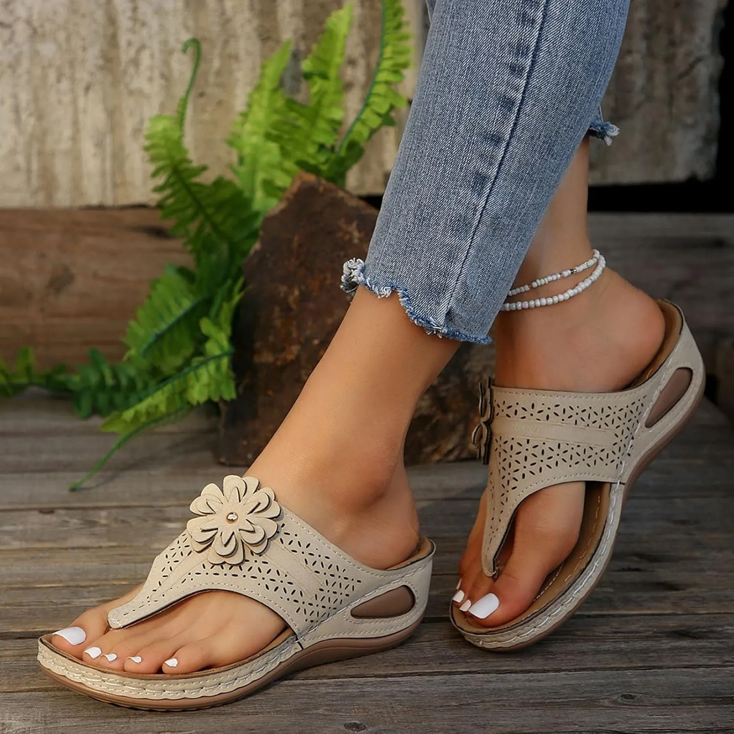 Summer Orthopedic Sandals for Women 2025 Womens Summer Dressy Comfortable Flip Flops with Arch Support Slip on Beach & Casual Shoes Wedge Sandals 2025