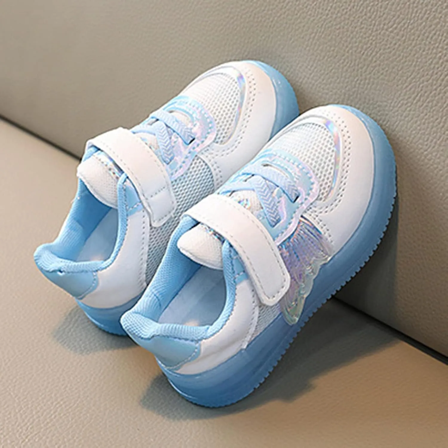 Toddler Boys Glitter Sneakers Strap Flat Non Slip Glitter Sport Shoes Baby First Walking Breathable Sneakers for Kids