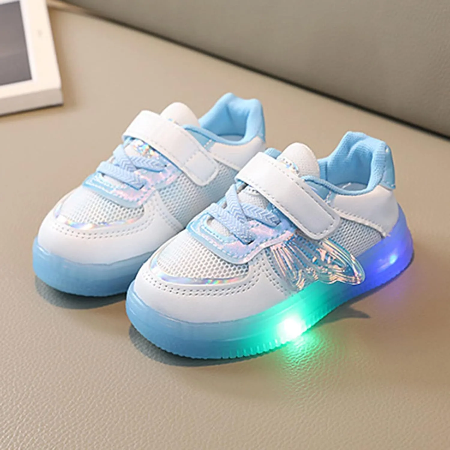 Toddler Boys Glitter Sneakers Strap Flat Non Slip Glitter Sport Shoes Baby First Walking Breathable Sneakers for Kids