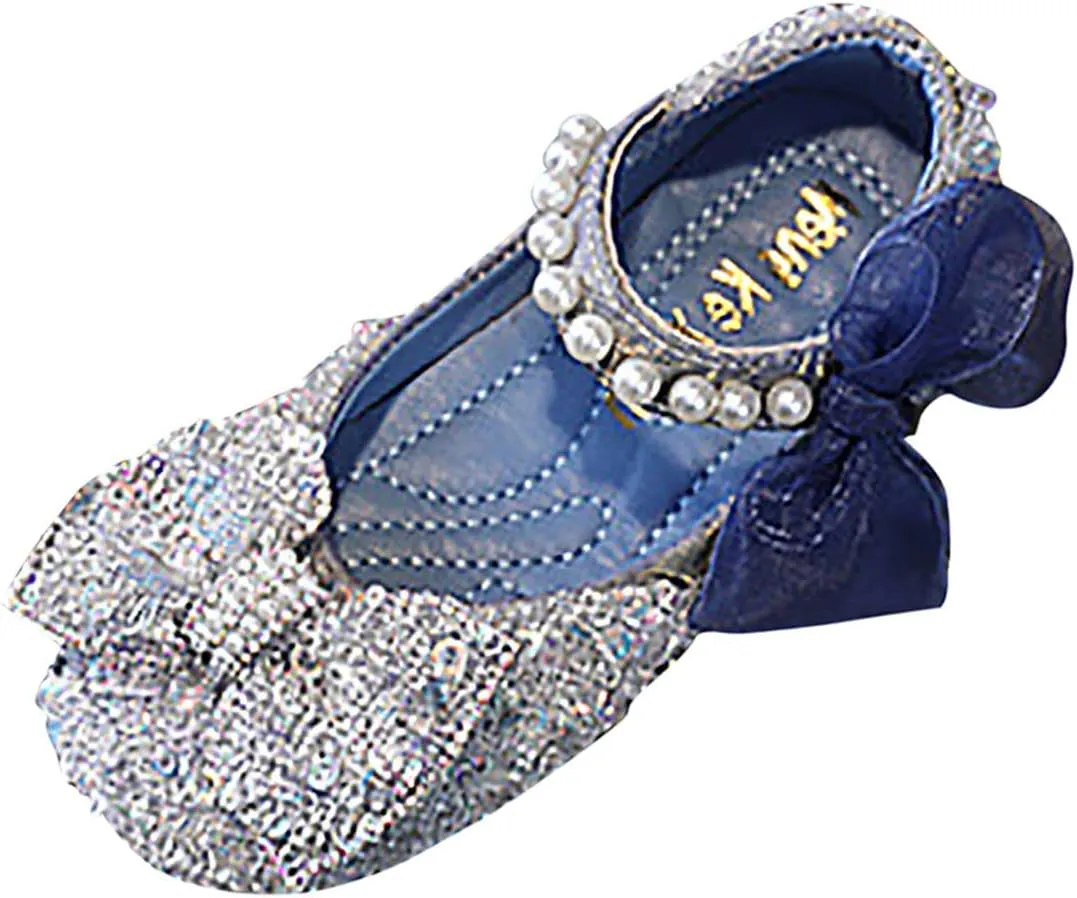 Toddler Girl Sandals, Childrens Girls Pearl Rhinestones Shining Princess Shoes for Party and Wedding Dancing Shoes