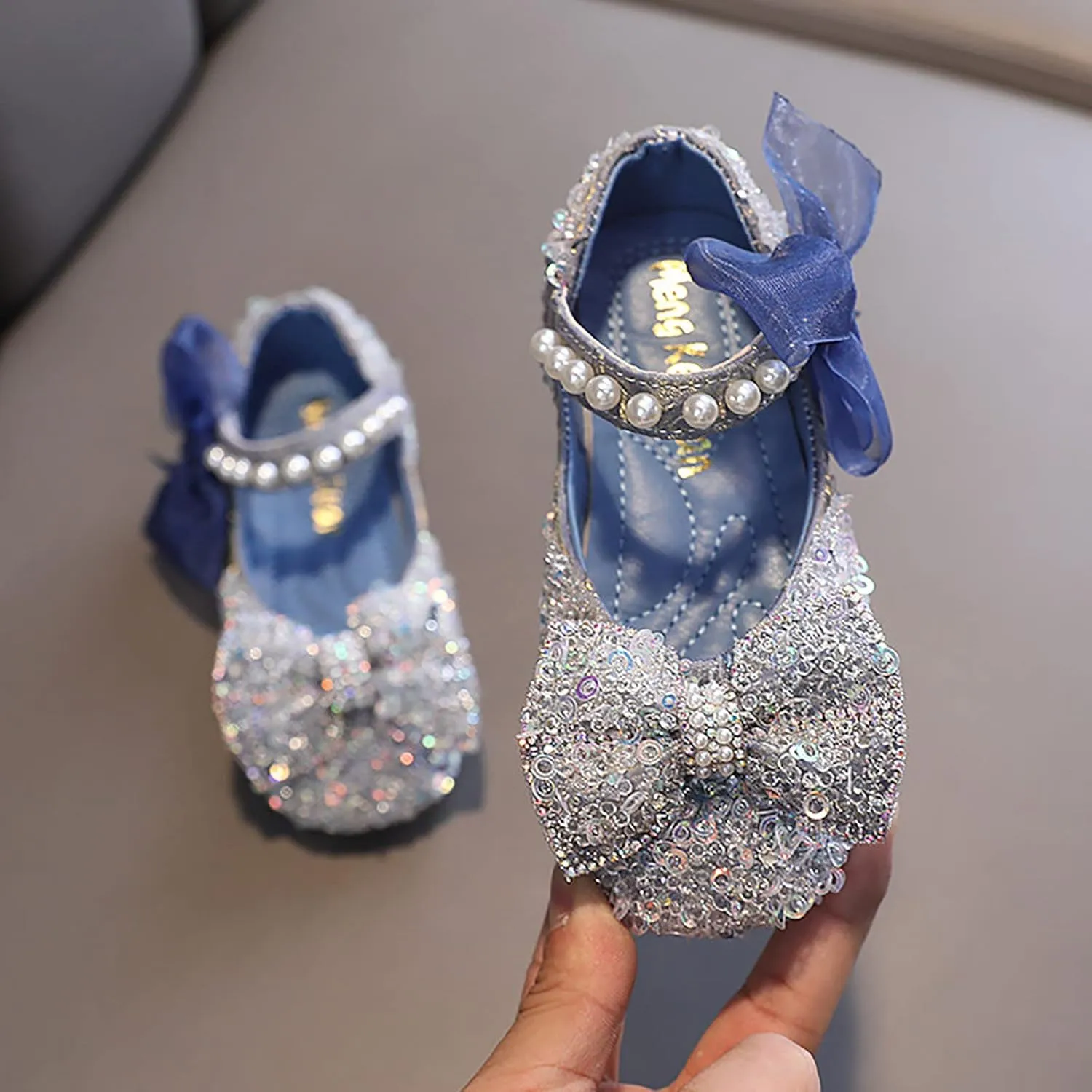 Toddler Girl Sandals, Childrens Girls Pearl Rhinestones Shining Princess Shoes for Party and Wedding Dancing Shoes
