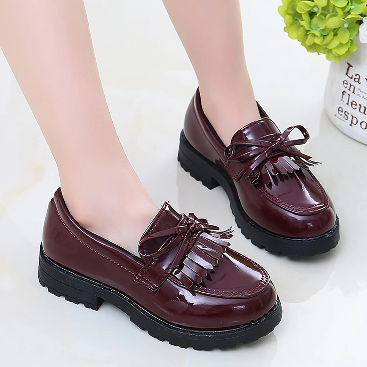 Toddler Girl??s Dress Shoes Comfort Lace-Up Oxford Shoes Loafer Flat (Toddler/Little Kid) Slip On Leather Shoes for Kids