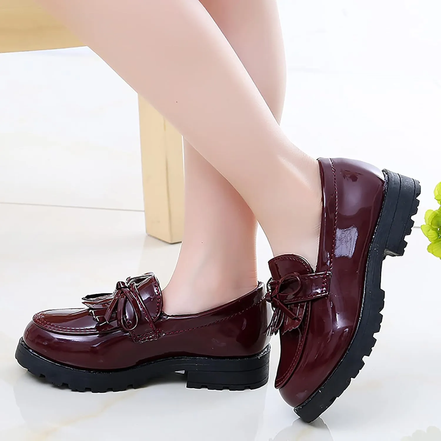 Toddler Girl??s Dress Shoes Comfort Lace-Up Oxford Shoes Loafer Flat (Toddler/Little Kid) Slip On Leather Shoes for Kids