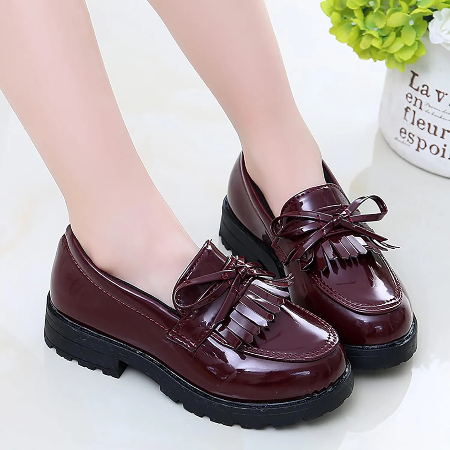 Toddler Girl??s Dress Shoes Comfort Lace-Up Oxford Shoes Loafer Flat (Toddler/Little Kid) Slip On Leather Shoes for Kids