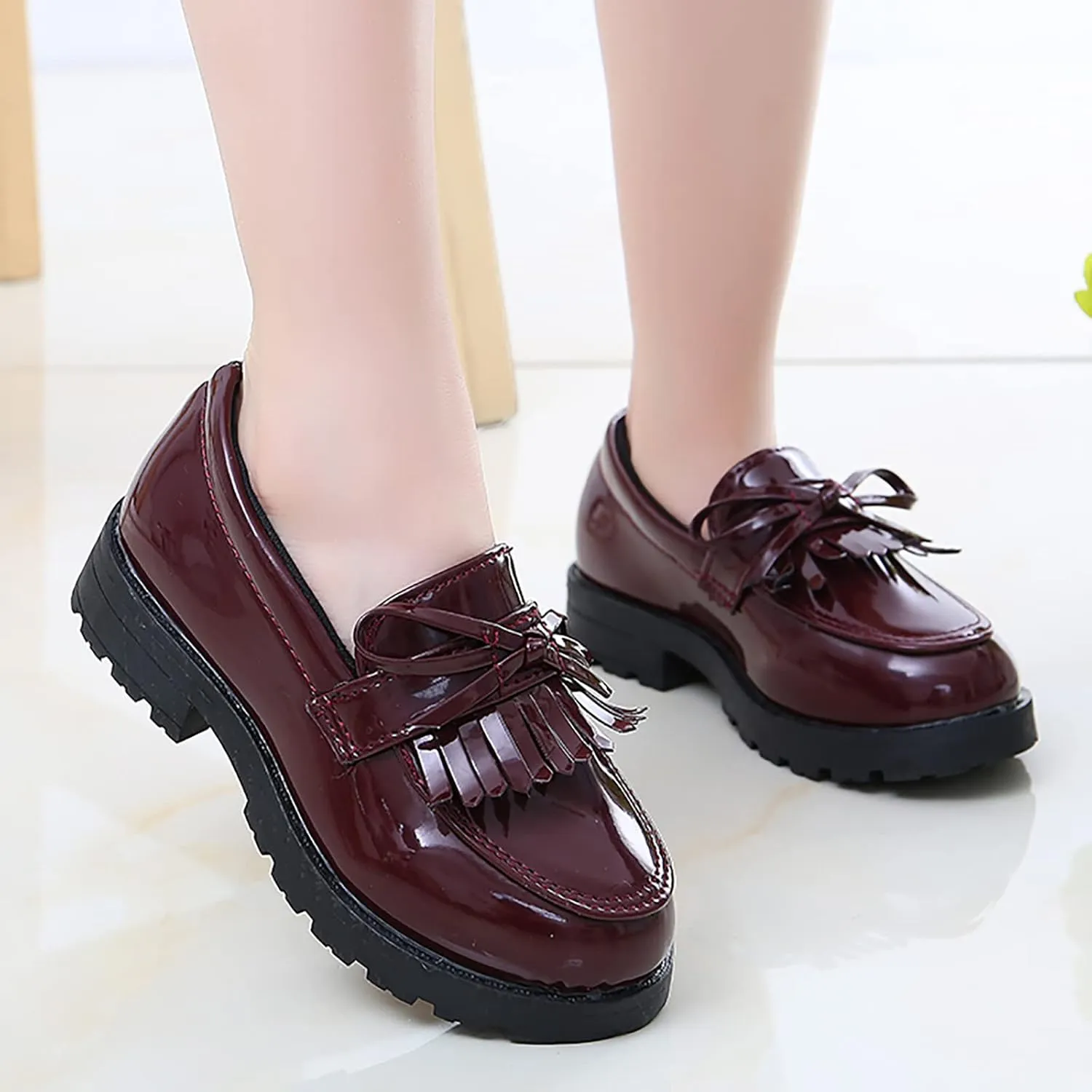 Toddler Girl??s Dress Shoes Comfort Lace-Up Oxford Shoes Loafer Flat (Toddler/Little Kid) Slip On Leather Shoes for Kids