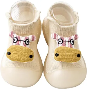 Toddler Sock Shoes Baby First Walking Shoes Animal ?tyle House Slippers Kids Closed-Toe Slip On Canvas Sneaker