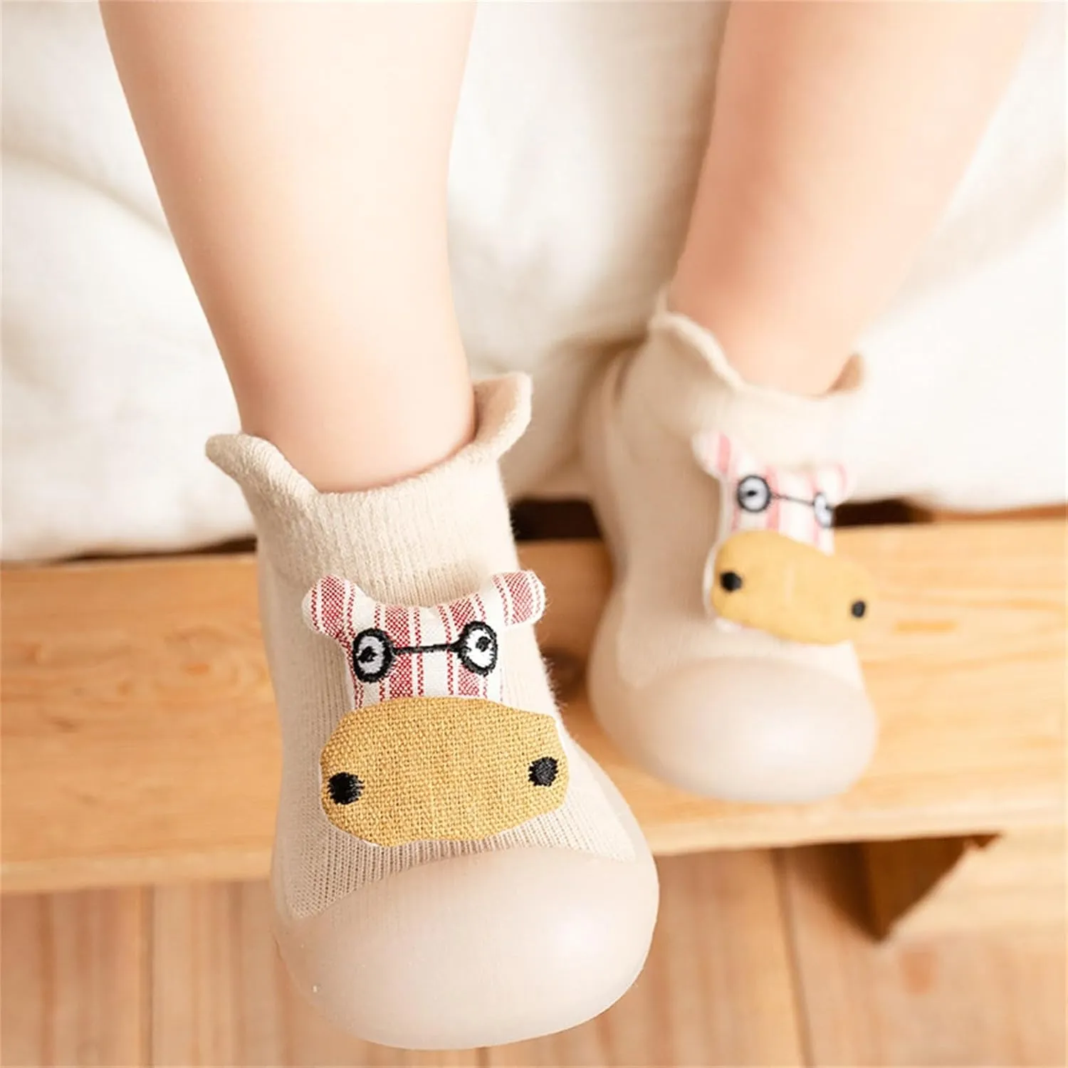 Toddler Sock Shoes Baby First Walking Shoes Animal ?tyle House Slippers Kids Closed-Toe Slip On Canvas Sneaker