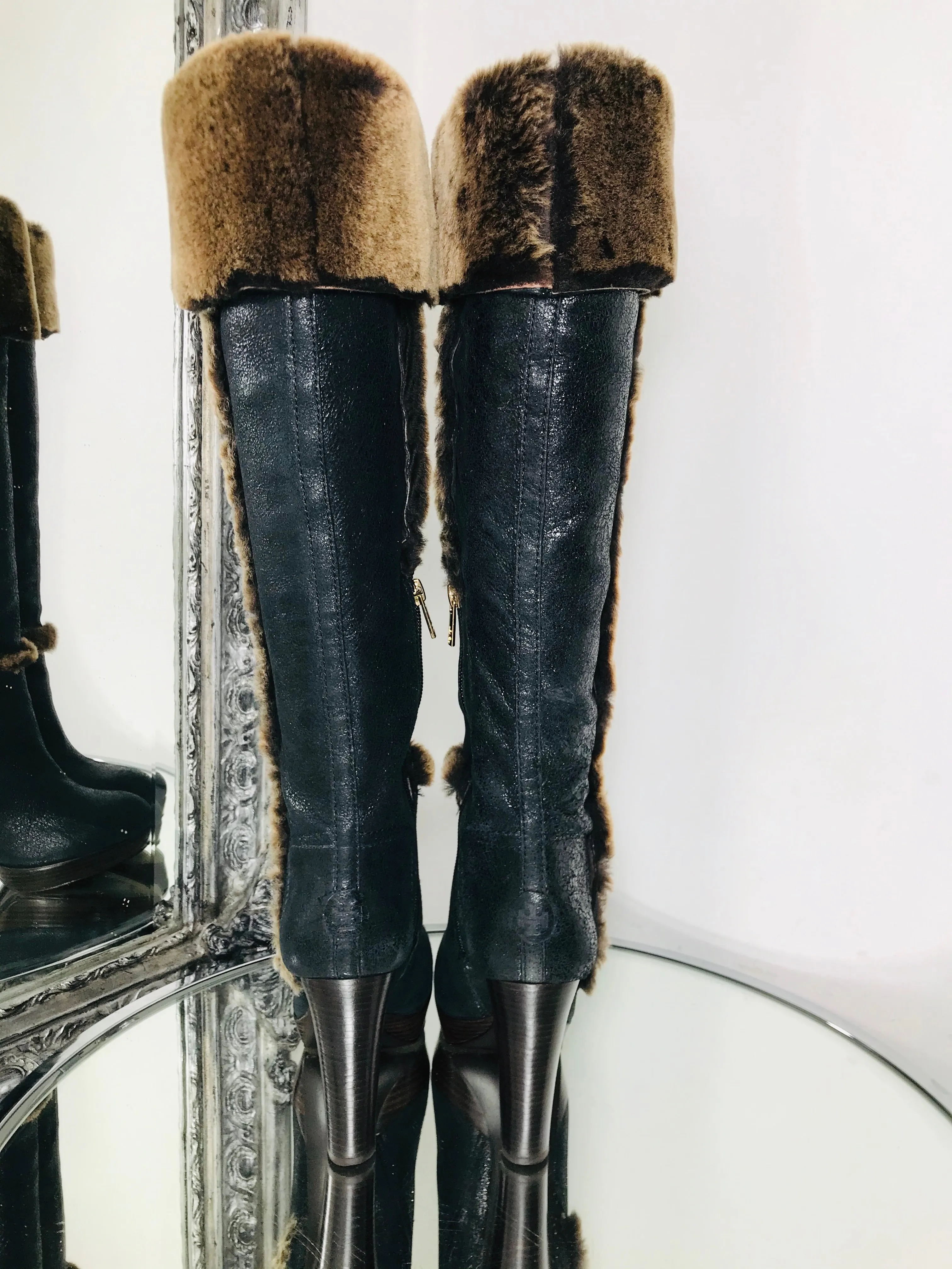 Tory Burch Leather & Shearling Boots. Size 8M - 6UK
