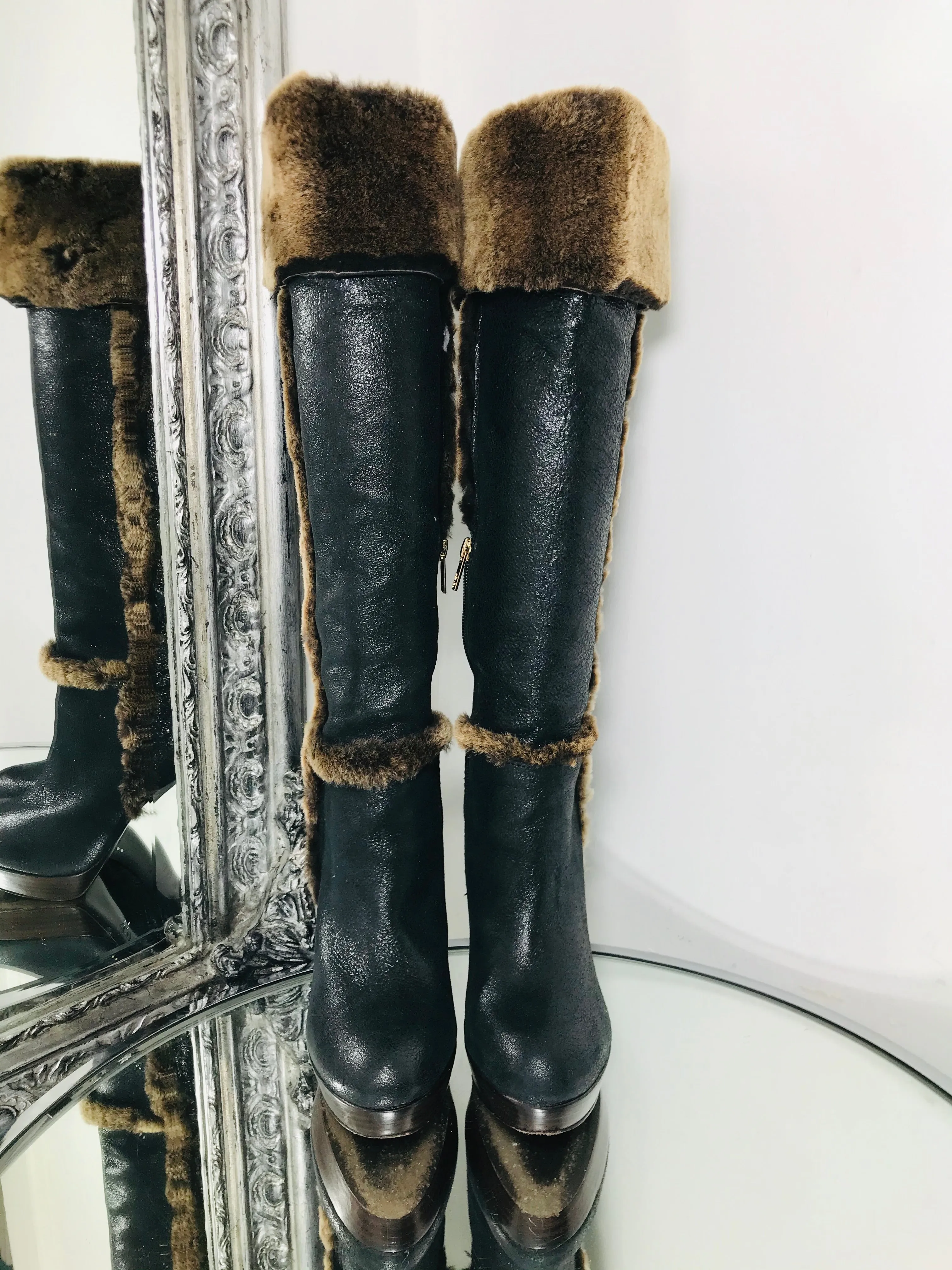 Tory Burch Leather & Shearling Boots. Size 8M - 6UK