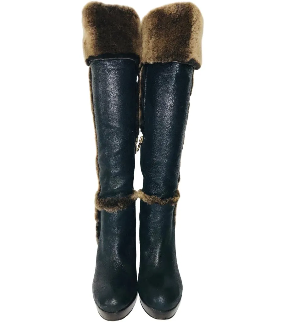 Tory Burch Leather & Shearling Boots. Size 8M - 6UK