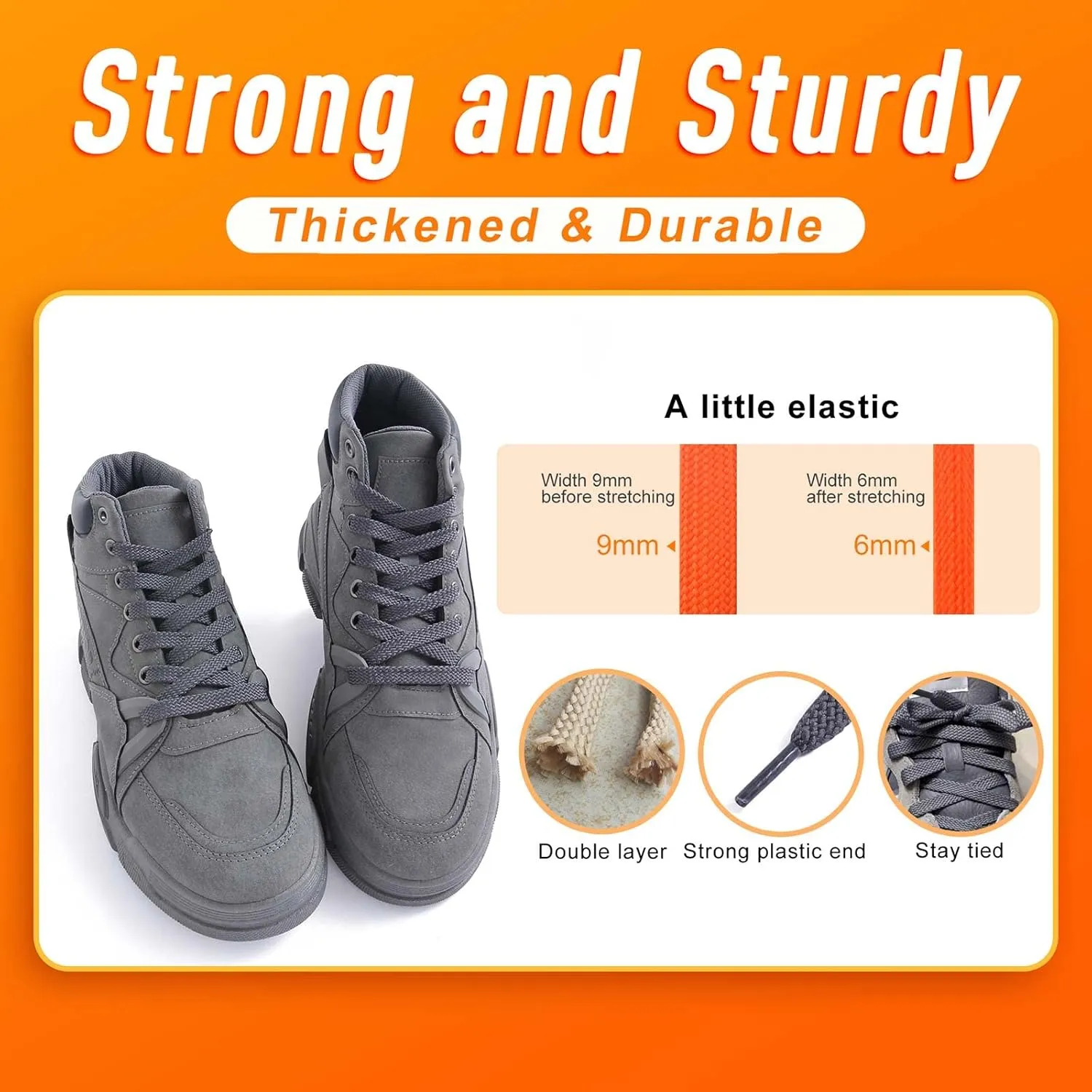 VSUDO Double Layer Shoe Laces for Sneakers,5/16" Flat Shoelaces Compatible with Converse, Vans, and Air Force - 2 Pairs