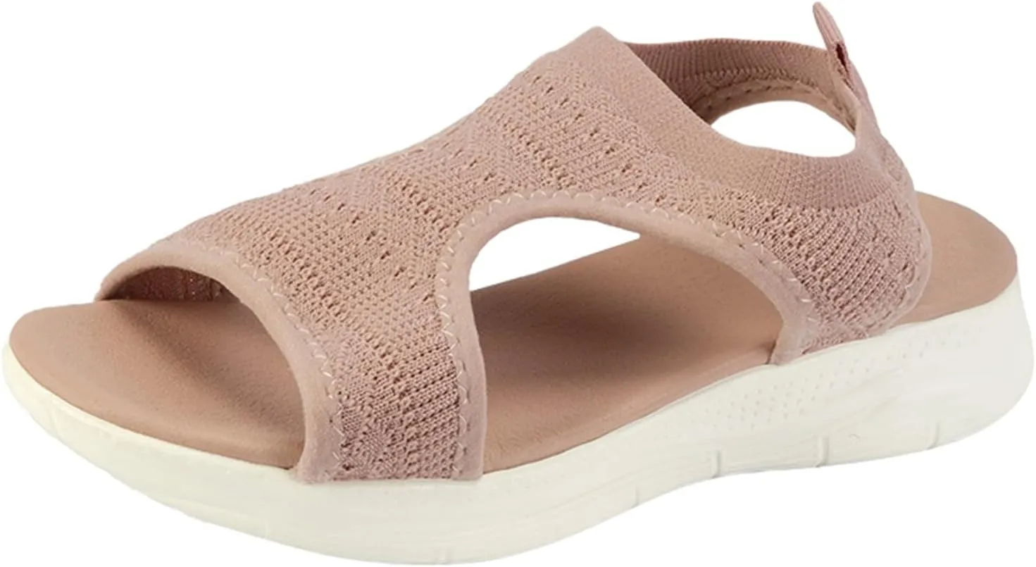 Walking Sandals Women Comfort Arch Support Orthopedic Sandals Slip On Wedge Sandals Adjustable Ankle Strap Sandals