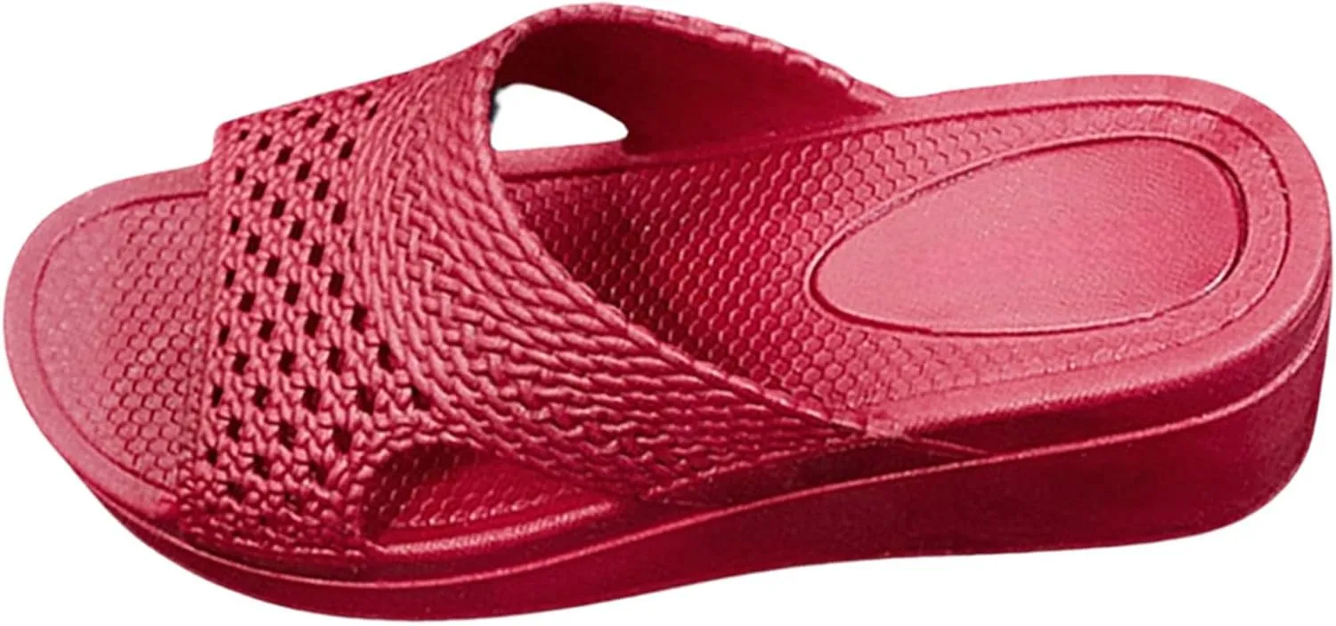 Wedge Orthopedic Sandals for Women Arch Support Slides Wide Width Open Toe House Slippers Comfortable Slip On Beach Sandals