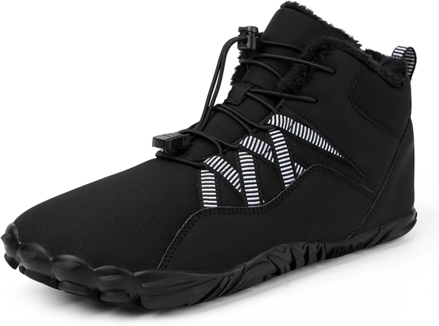 Winter Barefoot Hiking Boot Women and Men, Quick Drying Wide Toe Box Ankle Booties Box, Slip On Fur Lined Warm Shoe