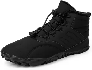 Winter Barefoot Hiking Boot Women and Men, Quick Drying Wide Toe Box Ankle Booties Box, Slip On Fur Lined Warm Shoe