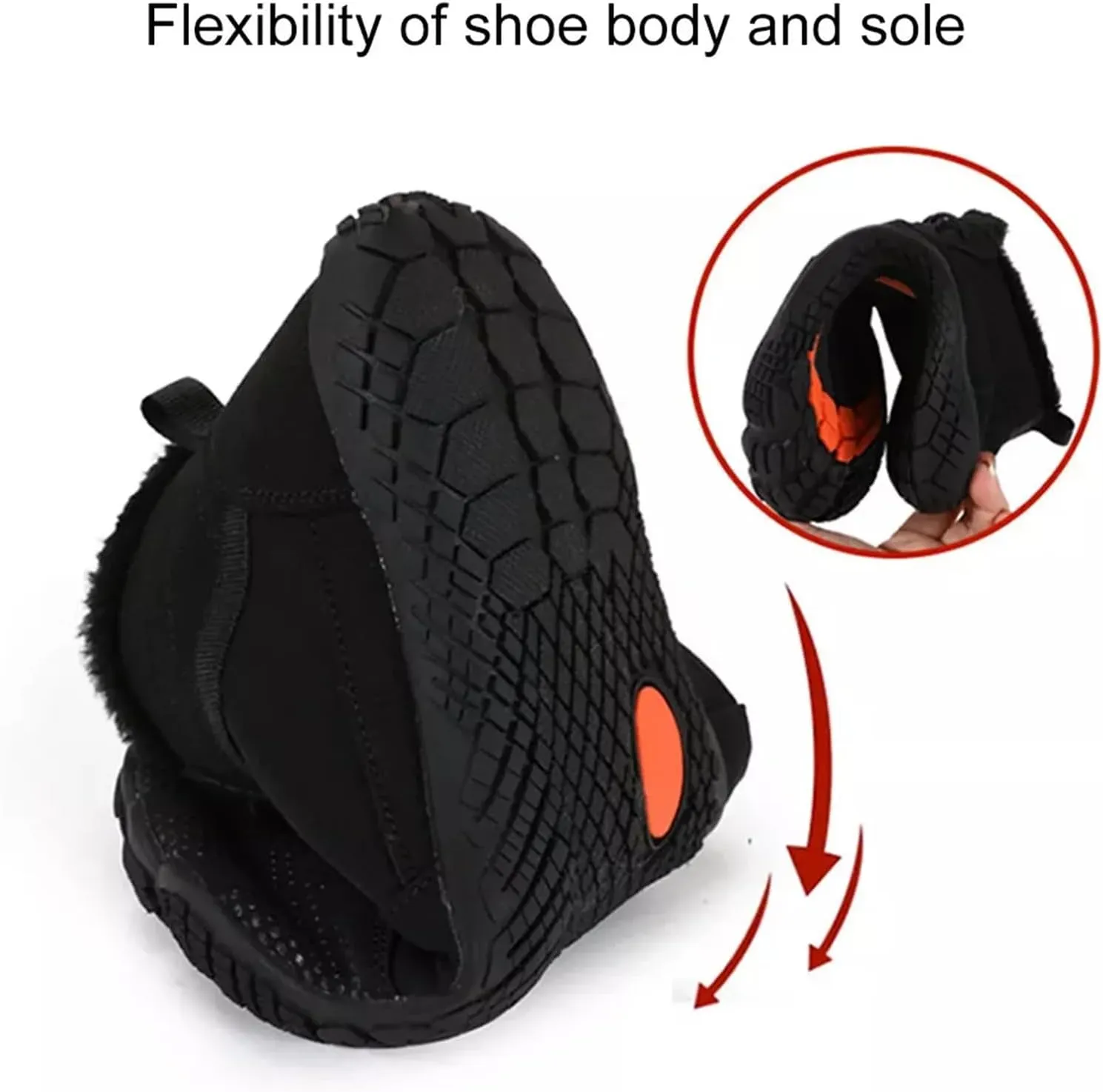 Winter Barefoot Hiking Boot Women and Men, Quick Drying Wide Toe Box Ankle Booties Box, Slip On Fur Lined Warm Shoe