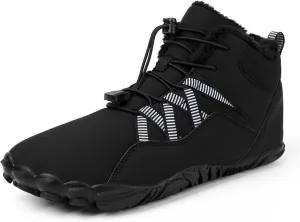 Winter Barefoot Hiking Boot Women and Men, Quick Drying Wide Toe Box Ankle Booties Box, Slip On Fur Lined Warm Shoe