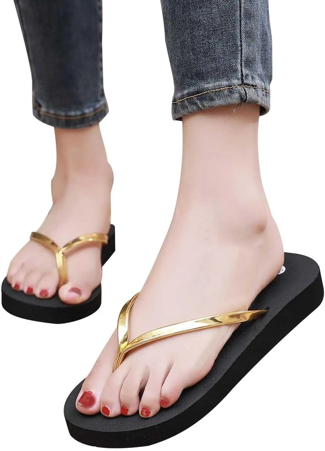 Women Beach Flats Summer Flip Flops Fashion Thong Sandal Comfort Lounge Clip Toe Slippers Slip on Flat Sandals
