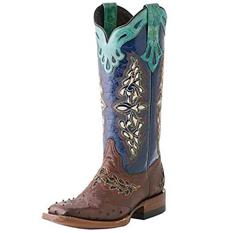 Women Western Boots Chunky Heel Cowgirl Cowboy Retro Short Ankle Boots