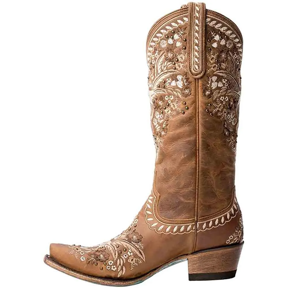 Women Western Boots Chunky Heel Cowgirl Cowboy Retro Short Ankle Boots