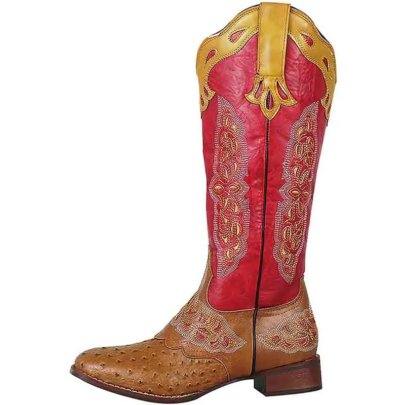 Women Western Boots Chunky Heel Cowgirl Cowboy Retro Short Ankle Boots