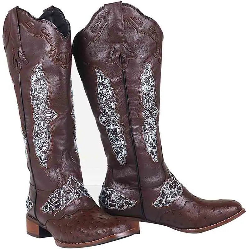 Women Western Boots Chunky Heel Cowgirl Cowboy Retro Short Ankle Boots