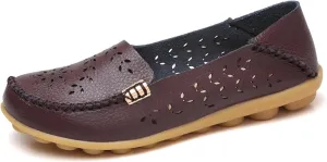 Womens Boat Shoes Comfort Walking Cute Flat Loafer Hollow Flowers Breathable Sandals, Summer Casual Closed Toe Flat Sandals Comfortable Slip On Boat Shoe All Day Comfort