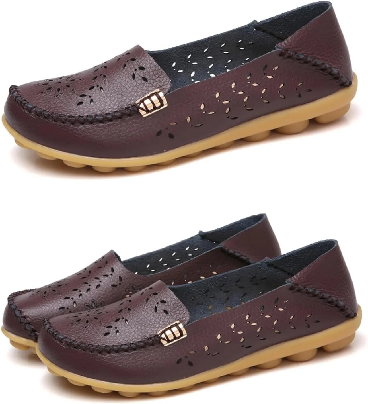 Womens Boat Shoes Comfort Walking Cute Flat Loafer Hollow Flowers Breathable Sandals, Summer Casual Closed Toe Flat Sandals Comfortable Slip On Boat Shoe All Day Comfort