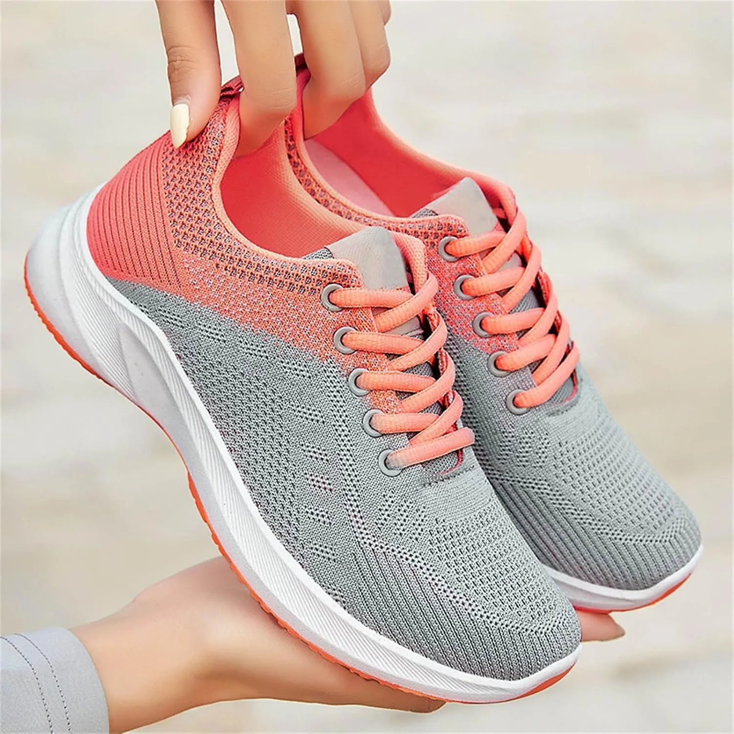 Womens Fashion Walking Running Shoes Mesh Breathable Gym Work Fashion Sneakers Ultra Lightweight Tennis Non Slip Shoes Athletic Comfortable Slip on Shoe