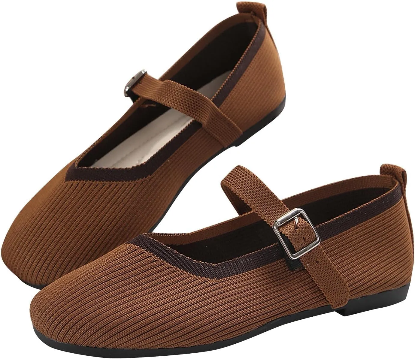 Women's Flat Shoes Flying Weave Round Toe Shallow Mouth Retro Colorblocking One Foot Stirrup Casual Work Single Shoes