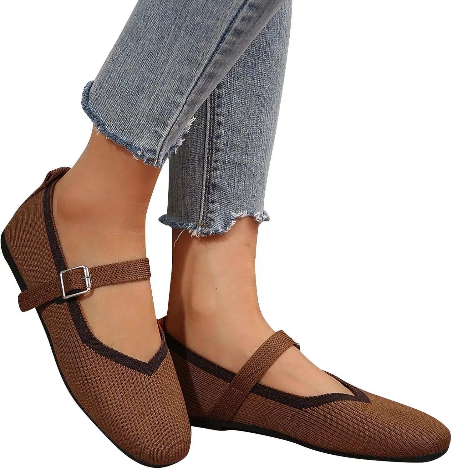 Women's Flat Shoes Flying Weave Round Toe Shallow Mouth Retro Colorblocking One Foot Stirrup Casual Work Single Shoes