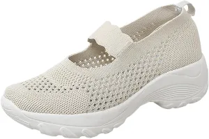 Women's Knitting Platform Orthopedic Walking Shoes Comfortable Breathable Mesh Arch Support Running Shoes Ankle Strap Casual Sneakers