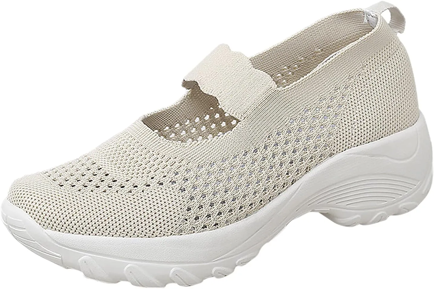 Women's Knitting Platform Orthopedic Walking Shoes Comfortable Breathable Mesh Arch Support Running Shoes Ankle Strap Casual Sneakers
