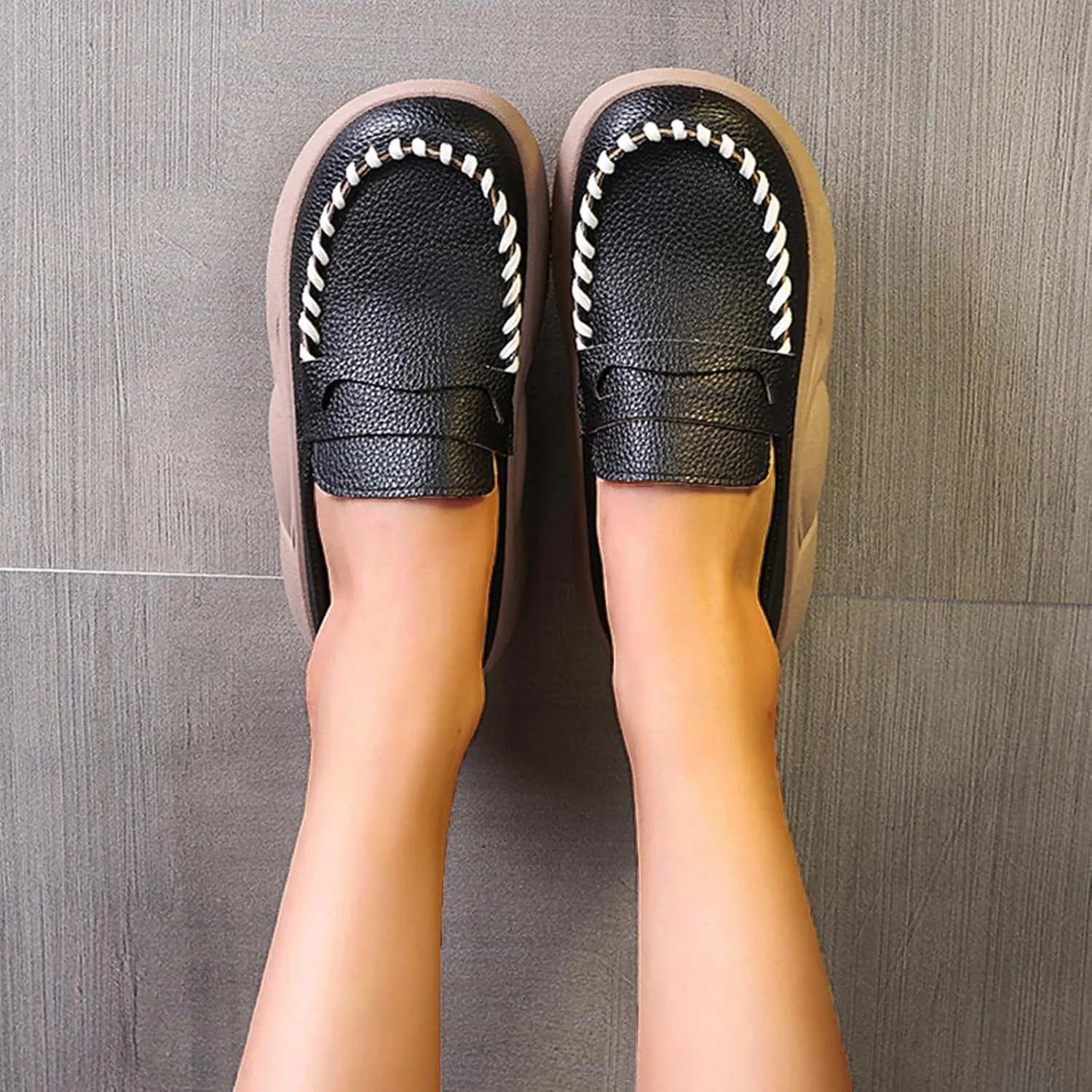 Womens Loafers Comfortable Dressy Lurebest Shoes for Women, Soft Soled Corrective Loafers, Slip on Orthopedic Walking Shoes Lurebest Platform Loafer Muffin Sandals All Day Comfort