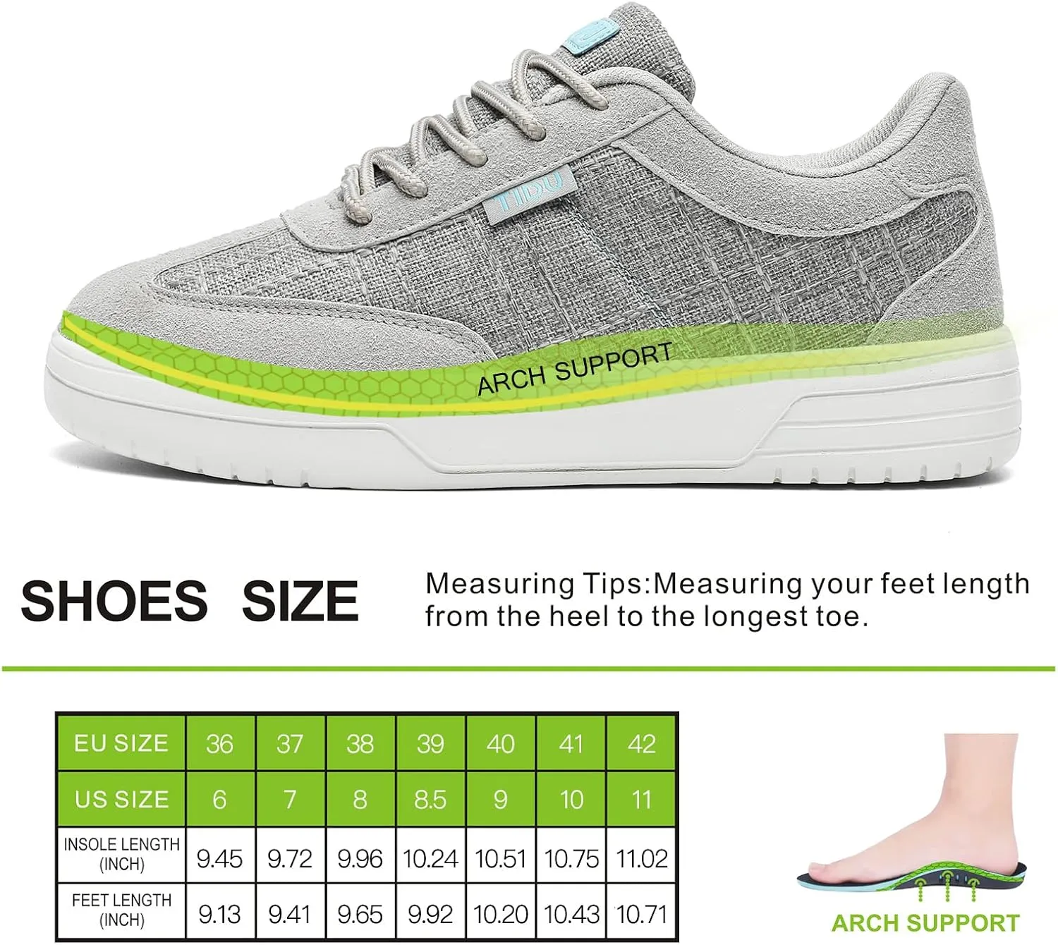 Women's Orthopedic Walking Shoes with Arch Support Comfortable Canvas Fashion Sneakers for Plantar Fasciitis Flat Feet Pain Relief