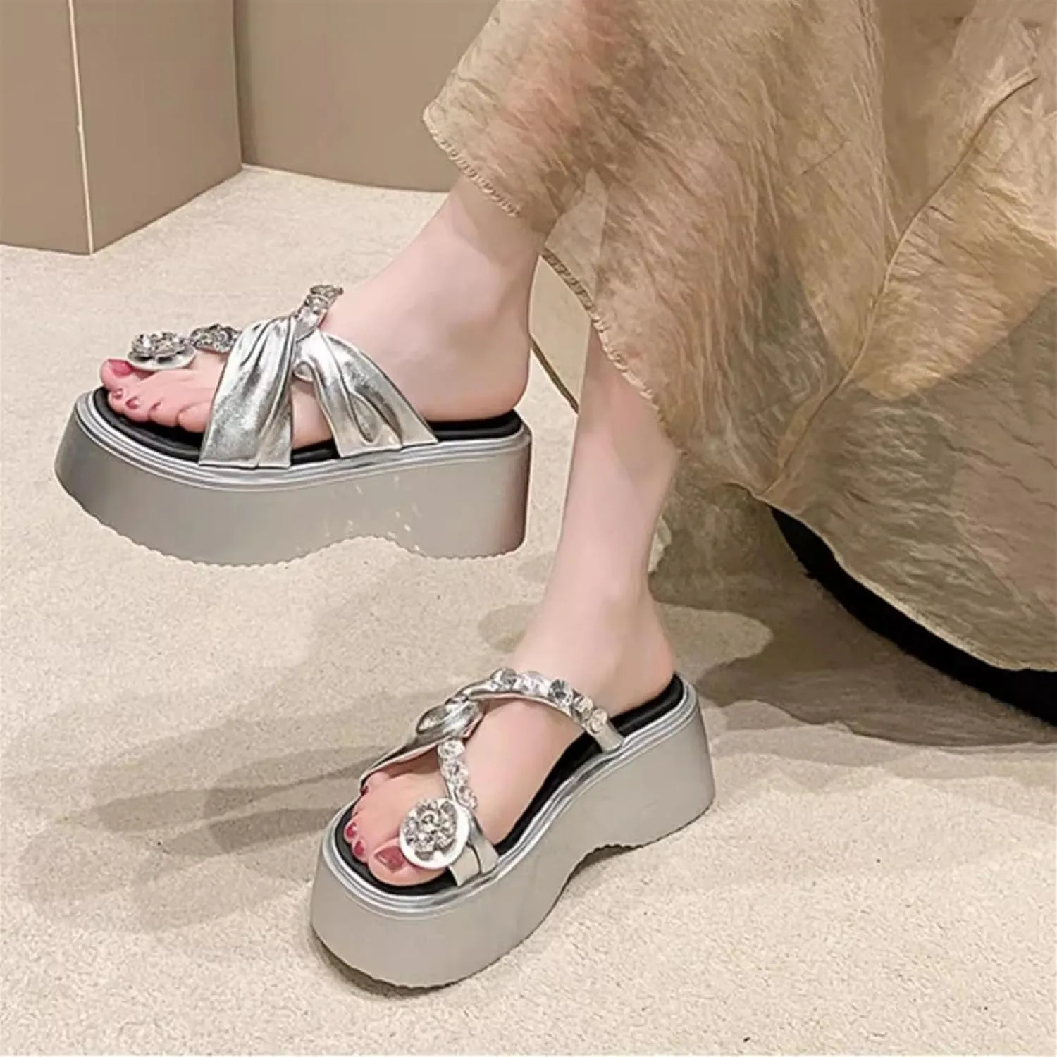 Womens Shoes Sandals with Bunion, Women Summer Bling Rhinestone Strappy Platform Bunion Shoes, Arch Support Flip Flop Sandals for Women, for Orthopedic Big Toe Bone Correction