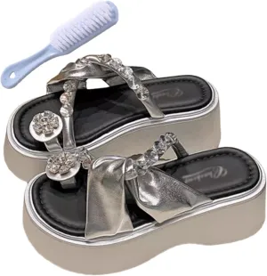 Womens Shoes Sandals with Bunion, Women Summer Bling Rhinestone Strappy Platform Bunion Shoes, Arch Support Flip Flop Sandals for Women, for Orthopedic Big Toe Bone Correction