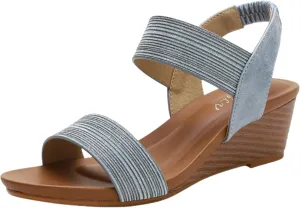 Womens Wedge Sandals Low: Low Wedge Sandals Women Comfortable Dressy Walking Elastic Strappy Open Toe Rhinestone Shoes 2025