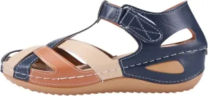Womens Wedge Sandals with Arch Support Comfortable Close Toe Summer Gladiator Sandals Dressy Hollow Out Slip On Roman Shoes