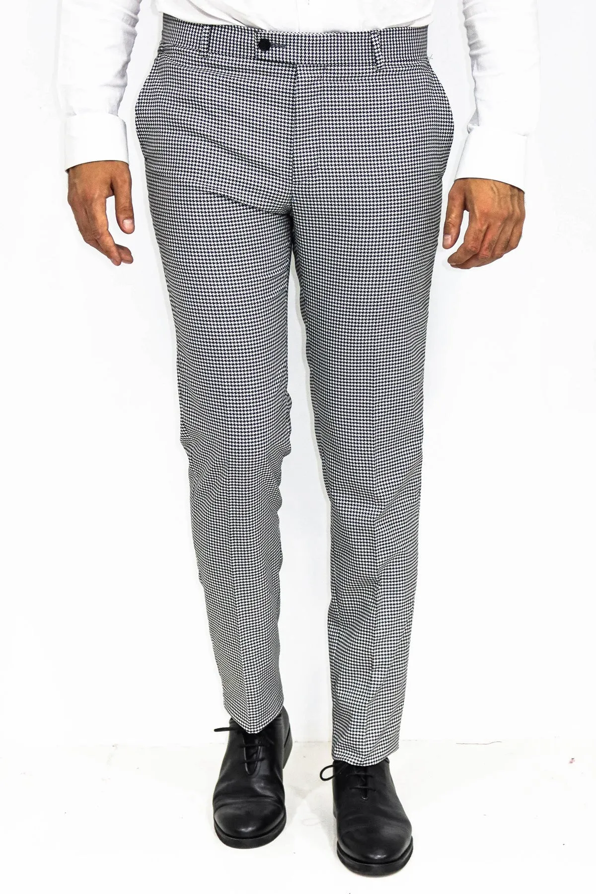 WSS Houndstooth Patterned Black Men Pants  - Singen