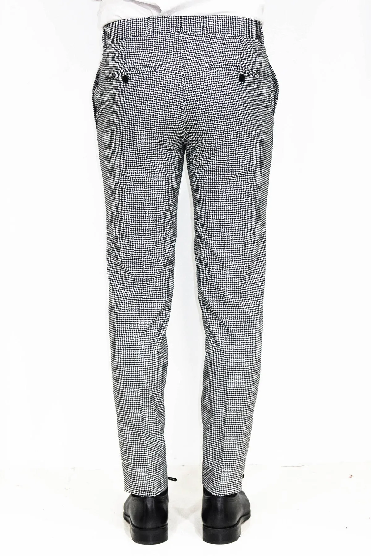WSS Houndstooth Patterned Black Men Pants  - Singen