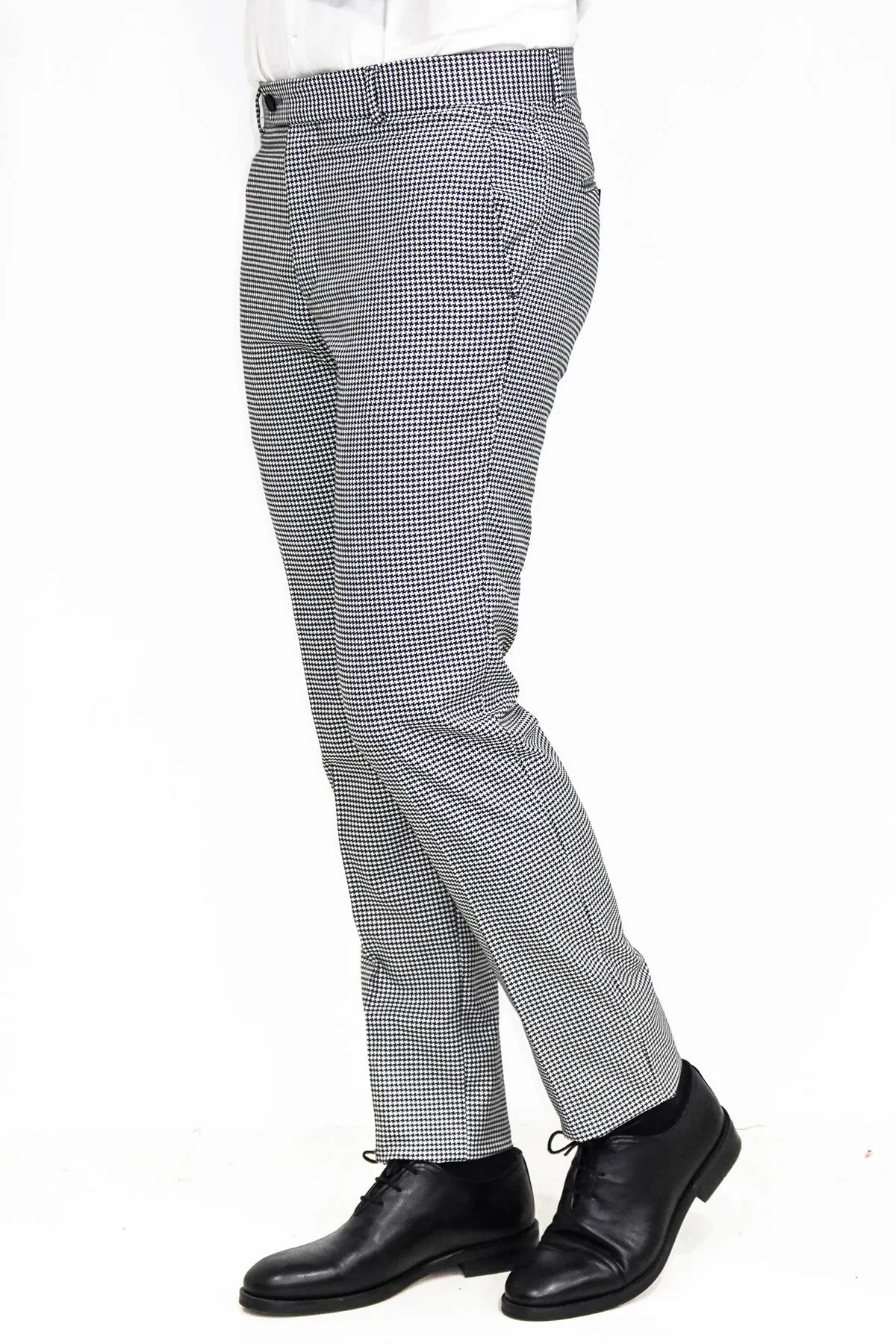 WSS Houndstooth Patterned Black Men Pants  - Singen