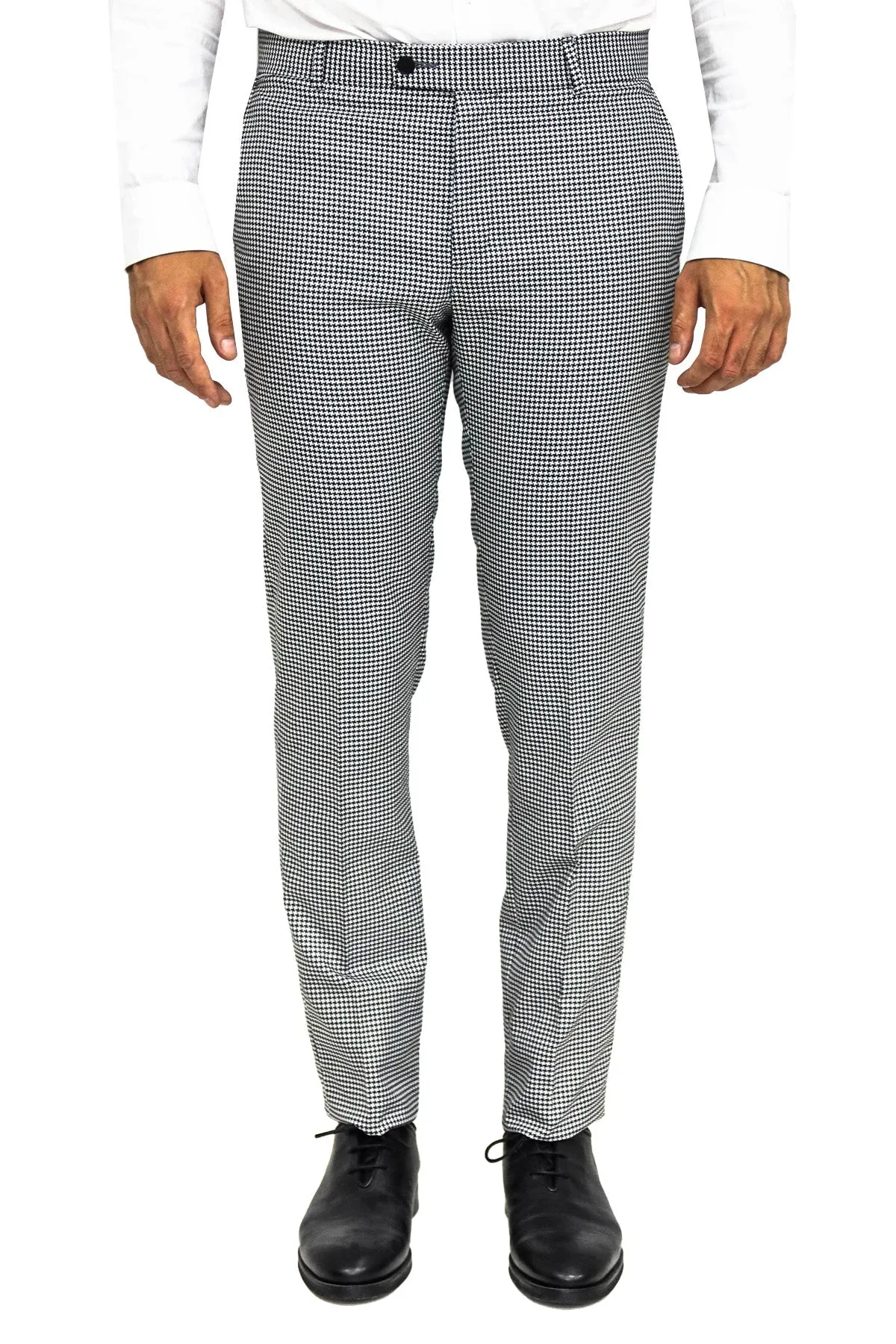 WSS Houndstooth Patterned Black Men Pants  - Singen