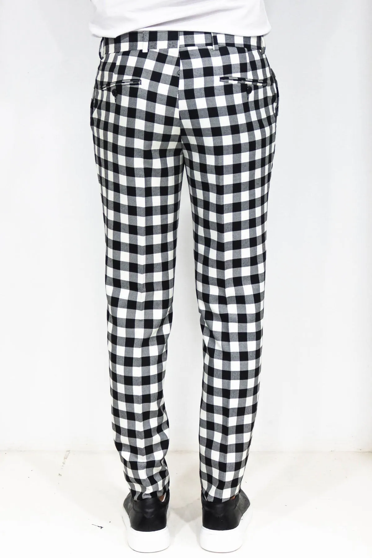 WSS Slim Fit Checked Black Men Pants  - Singen
