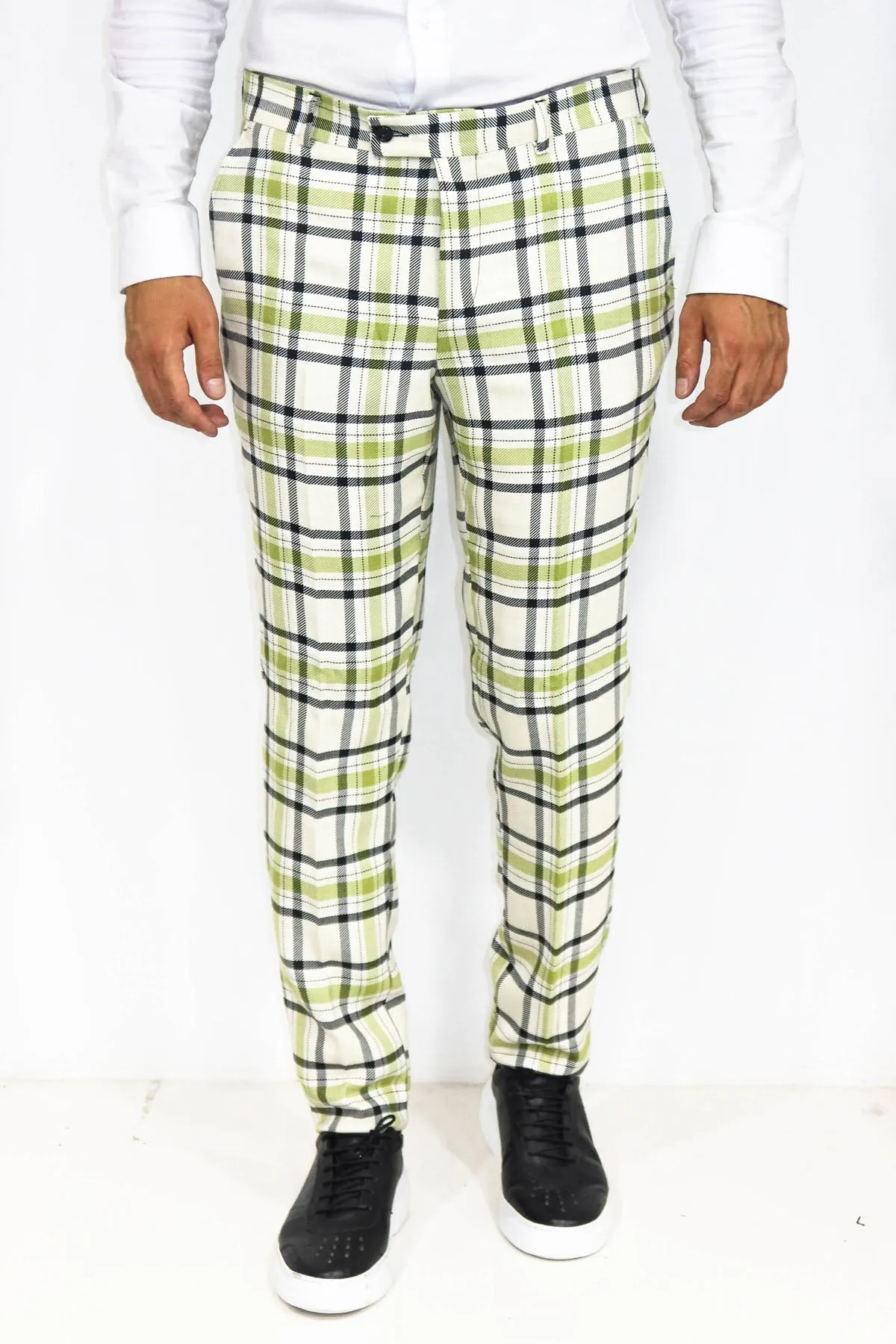 WSS Slim Fit Checked Grey Men Pants  - Singen