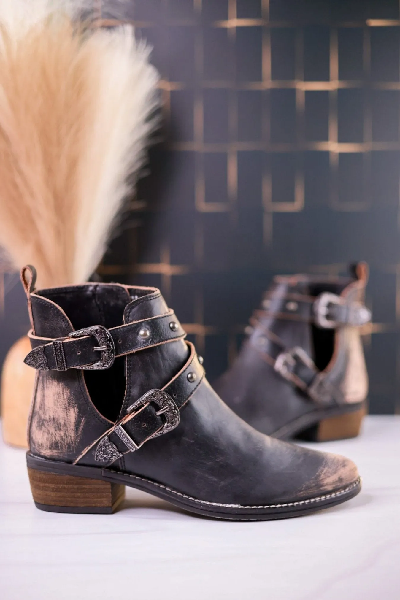 Yarrow Distressed Leather Ankle Boots