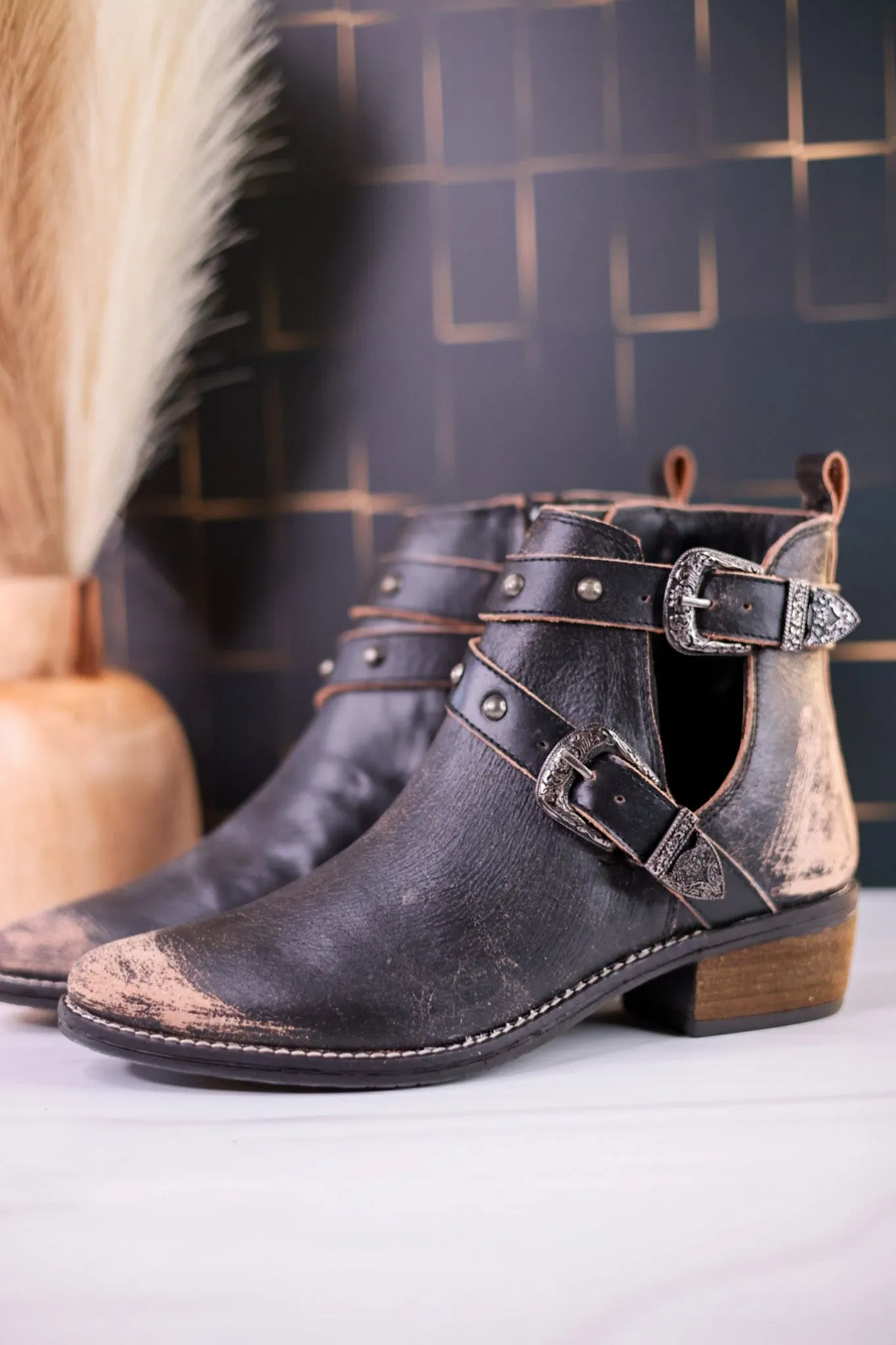 Yarrow Distressed Leather Ankle Boots