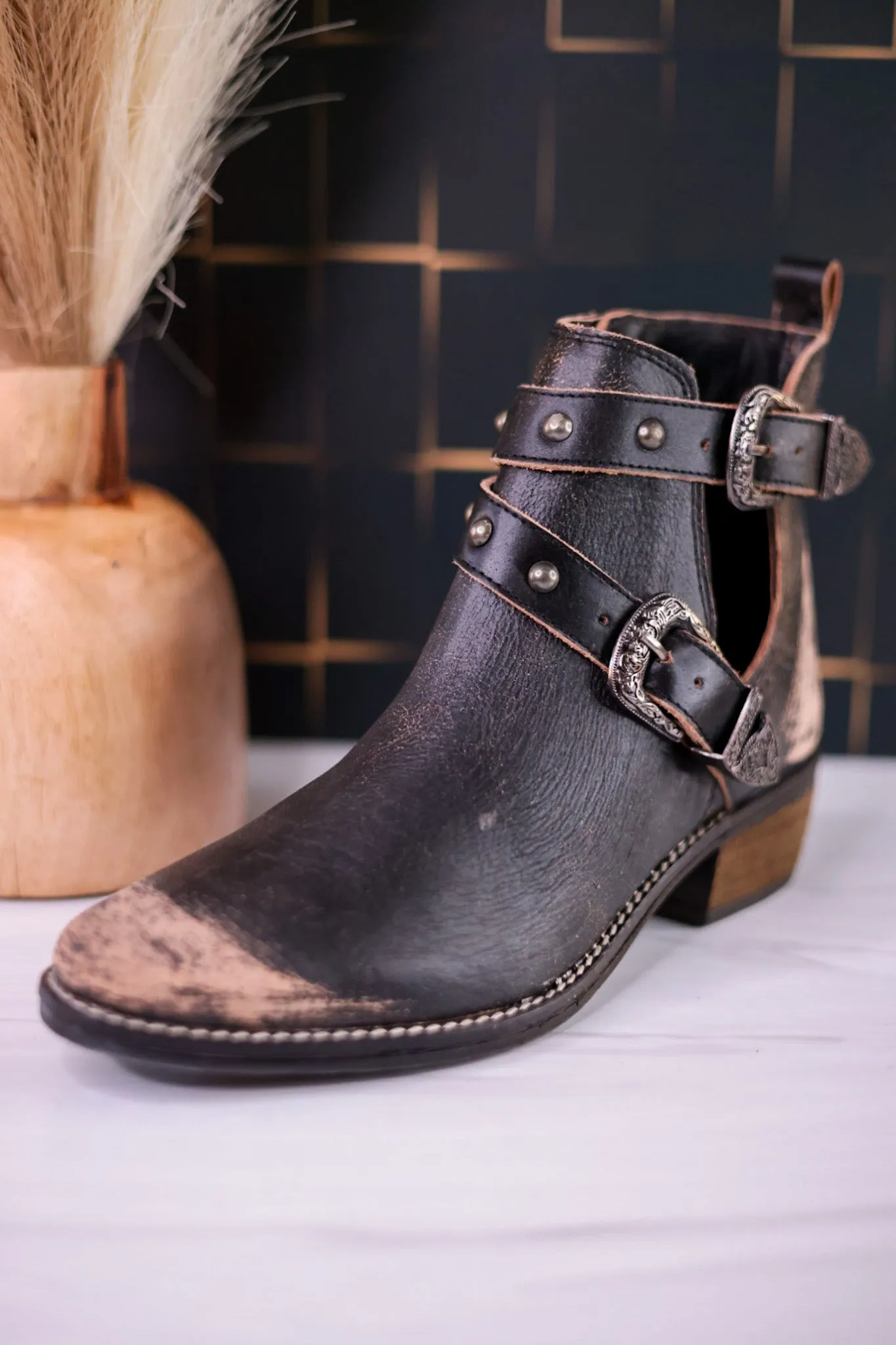 Yarrow Distressed Leather Ankle Boots